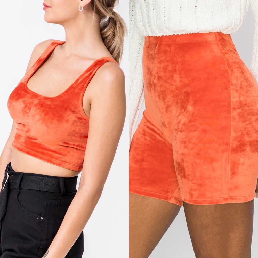 *SET* Velour Crop Tank & Biker Short